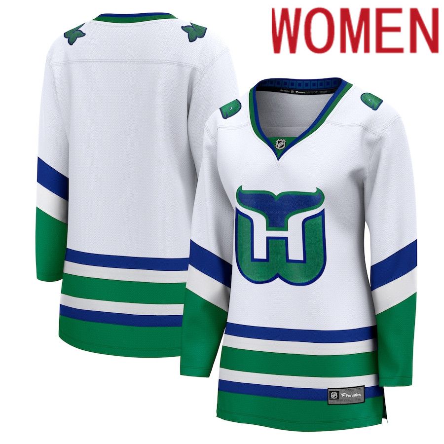 Women Carolina Hurricanes Fanatics Branded White Whalers Premier Breakaway NHL Jersey->->Women Jersey